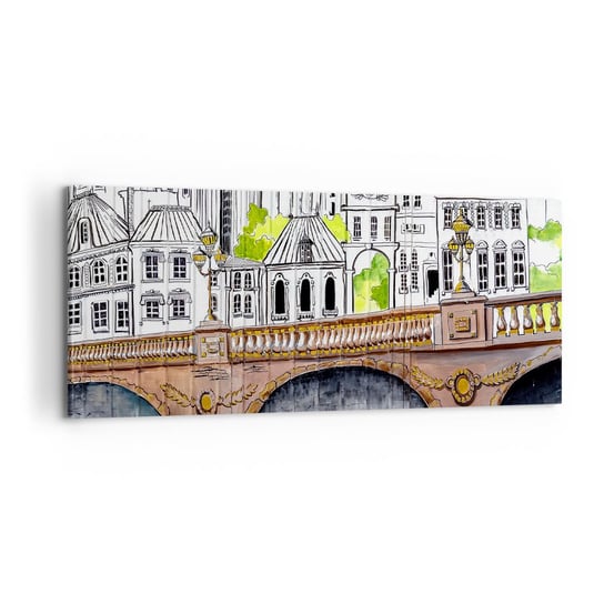 Obraz na płótnie - Miasto jak malowane - 100x40 cm - Obraz nowoczesny - Graffiti, Francja, Architektura, Rysunek, Miasto - AB100x40-2826 ARTTOR