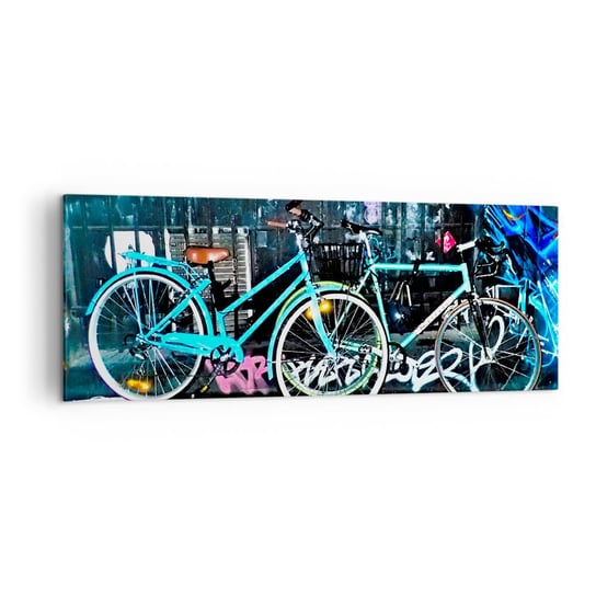 Obraz na płótnie - Miasto woła - 140x50cm - Rower Graffiti Mural - Nowoczesny Canvas obraz do salonu do sypialni ARTTOR ARTTOR