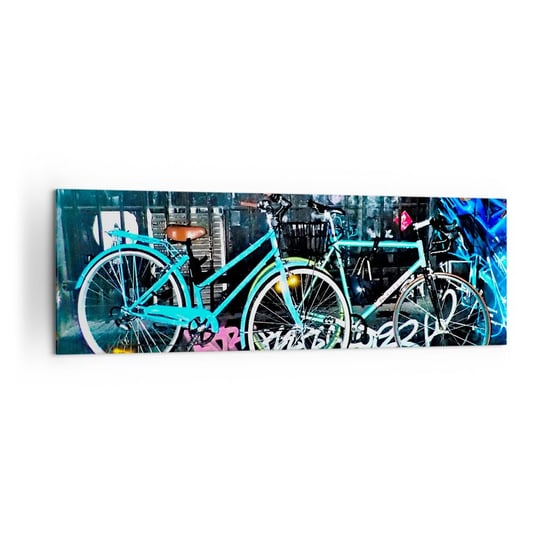 Obraz na płótnie - Miasto woła - 160x50cm - Rower Graffiti Mural - Nowoczesny foto obraz w ramie do salonu do sypialni ARTTOR ARTTOR