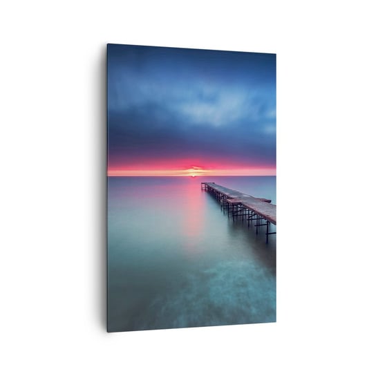 Obraz na płótnie - Między niebem a ziemią - 80x120cm - Krajobraz Morze Zachód Słońca - Nowoczesny obraz na ścianę do salonu do sypialni ARTTOR ARTTOR