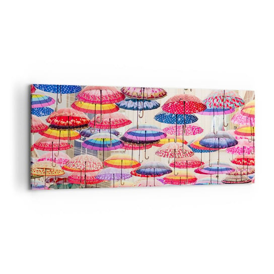 Obraz na płótnie - Miejska łąka - 120x50cm - Miasto Kolorowe Parasole Sztuka - Nowoczesny obraz na ścianę do salonu do sypialni ARTTOR ARTTOR