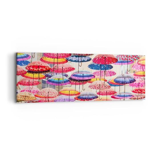 Obraz na płótnie - Miejska łąka - 90x30cm - Miasto Kolorowe Parasole Sztuka - Nowoczesny Canvas obraz do salonu do sypialni ARTTOR ARTTOR