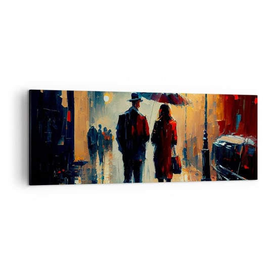 Obraz na płótnie - Miejska love story - 140x50cm - Romantyzm Para Pejzaż - Nowoczesny Canvas obraz do salonu do sypialni ARTTOR ARTTOR