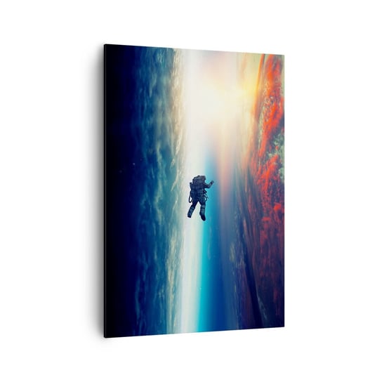 Obraz na płótnie - Mierzyć się ze wszechświatem - 70x100cm - Abstrakcja Astronauta Kosmos - Nowoczesny foto obraz w ramie do salonu do sypialni ARTTOR ARTTOR