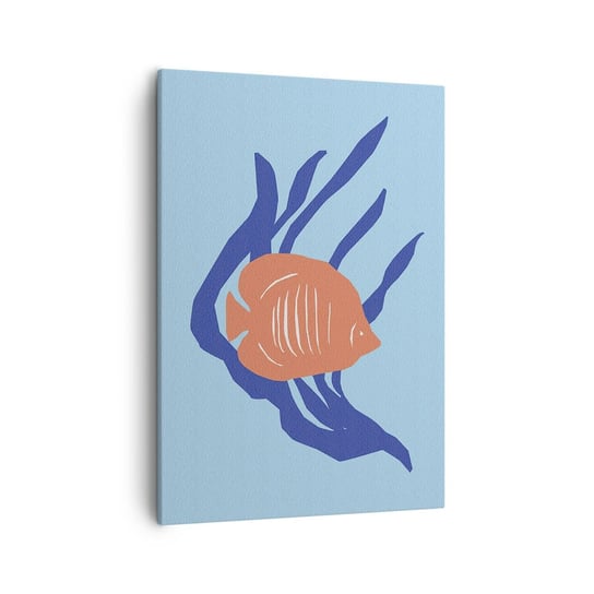 Obraz na płótnie - Mieszkanka wód koralowych - 50x70cm - Ryba Rafa Koralowa Minimalizm - Nowoczesny Canvas obraz do salonu do sypialni ARTTOR ARTTOR