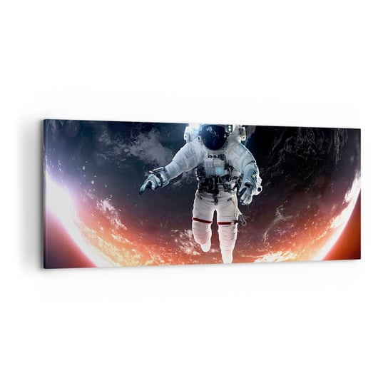 Obraz na płótnie - Mogę zostać jeszcze chwilę? - 120x50cm - Astronauta Kosmos Kosmonauta - Nowoczesny obraz na ścianę do salonu do sypialni ARTTOR ARTTOR