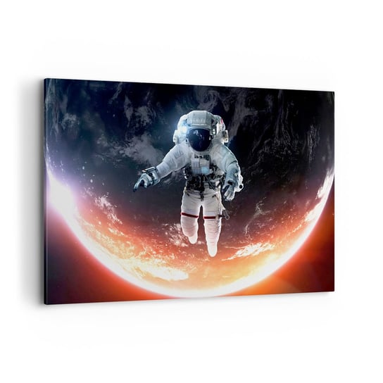 Obraz na płótnie - Mogę zostać jeszcze chwilę? - 120x80cm - Astronauta Kosmos Kosmonauta - Nowoczesny obraz na ścianę do salonu do sypialni ARTTOR ARTTOR