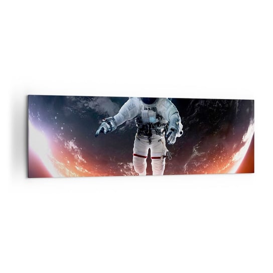 Obraz na płótnie - Mogę zostać jeszcze chwilę? - 160x50cm - Astronauta Kosmos Kosmonauta - Nowoczesny foto obraz w ramie do salonu do sypialni ARTTOR ARTTOR