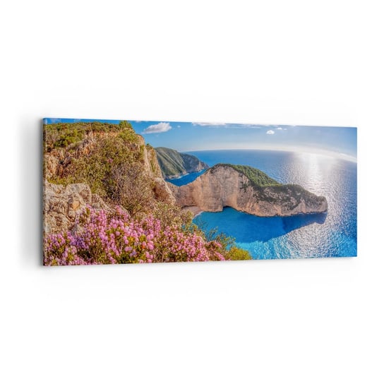 Obraz na płótnie - Moje wielkie greckie wakacje - 100x40cm - Krajobraz Morze Grecja - Nowoczesny foto obraz w ramie do salonu do sypialni ARTTOR ARTTOR