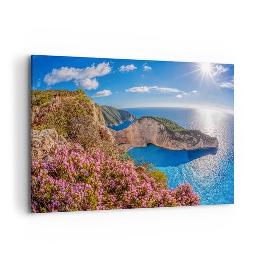Obraz na płótnie - Moje wielkie greckie wakacje - 100x70cm - Krajobraz Morze Grecja - Nowoczesny foto obraz w ramie do salonu do sypialni ARTTOR ARTTOR