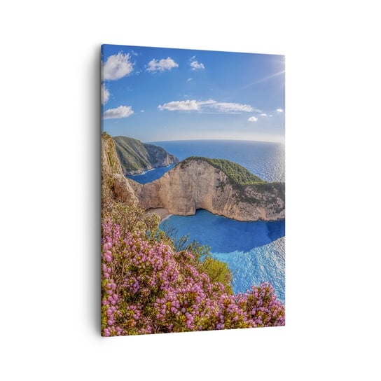 Obraz na płótnie - Moje wielkie greckie wakacje - 50x70cm - Krajobraz Morze Grecja - Nowoczesny Canvas obraz do salonu do sypialni ARTTOR ARTTOR