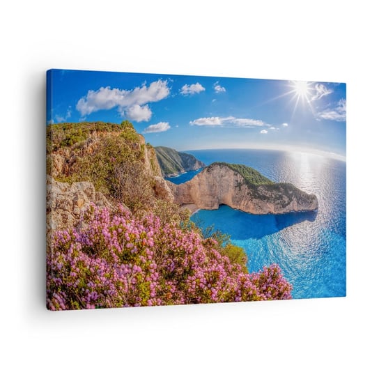 Obraz na płótnie - Moje wielkie greckie wakacje - 70x50cm - Krajobraz Morze Grecja - Nowoczesny Canvas obraz do salonu do sypialni ARTTOR ARTTOR