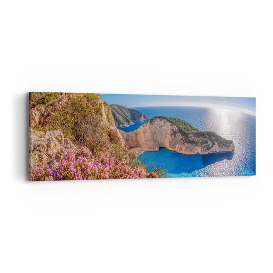 Obraz na płótnie - Moje wielkie greckie wakacje - 90x30cm - Krajobraz Morze Grecja - Nowoczesny Canvas obraz do salonu do sypialni ARTTOR ARTTOR