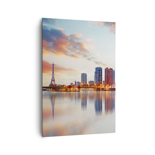 Obraz na płótnie - Monumentalny spokój Paryża - 70x100cm - Miasto Paryż Wieża Eiffla - Nowoczesny foto obraz w ramie do salonu do sypialni ARTTOR ARTTOR