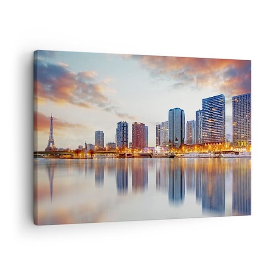 Obraz na płótnie - Monumentalny spokój Paryża - 70x50cm - Miasto Paryż Wieża Eiffla - Nowoczesny Canvas obraz do salonu do sypialni ARTTOR ARTTOR
