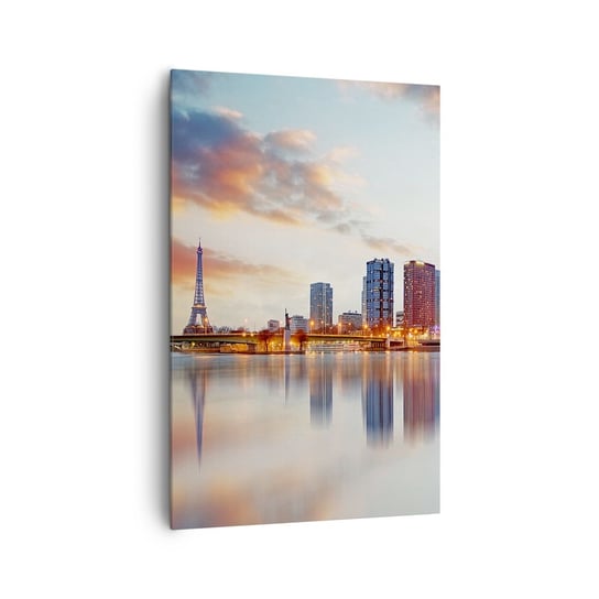Obraz na płótnie - Monumentalny spokój Paryża - 80x120cm - Miasto Paryż Wieża Eiffla - Nowoczesny obraz na ścianę do salonu do sypialni ARTTOR ARTTOR