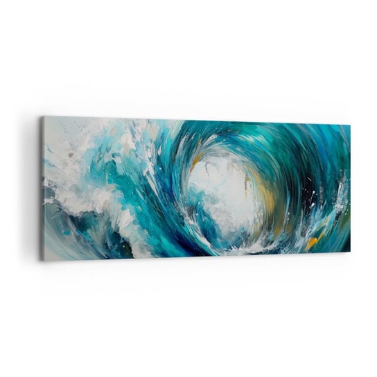 Obraz na płótnie - Morski portal - 120x50cm - Ocean Fala Sztuka - Nowoczesny obraz na ścianę do salonu do sypialni ARTTOR ARTTOR