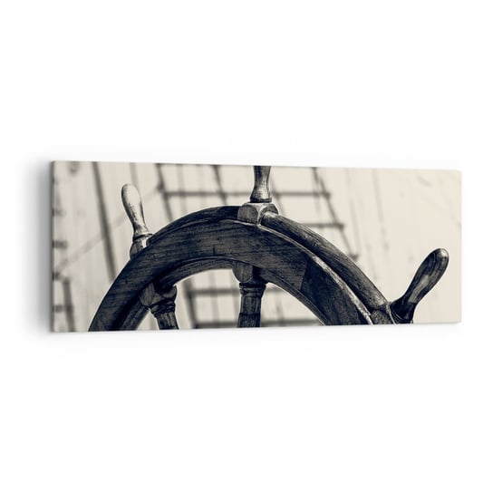 Obraz na płótnie - Morskie opowieści - 140x50cm - Marynistyczne Żeglarstwo Koło Sterowe - Nowoczesny Canvas obraz do salonu do sypialni ARTTOR ARTTOR