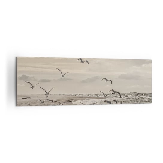 Obraz na płótnie - Morza szum, ptaków śpiew - 160x50cm - Krajobraz Morski Wybrzeże Morze - Nowoczesny foto obraz w ramie do salonu do sypialni ARTTOR ARTTOR
