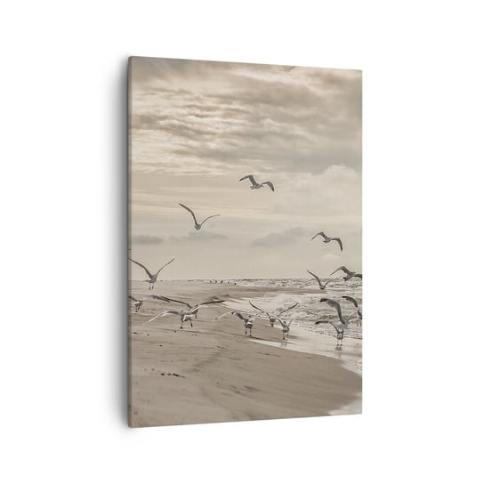 Obraz na płótnie - Morza szum, ptaków śpiew - 50x70cm - Krajobraz Morski Wybrzeże Morze - Nowoczesny Canvas obraz do salonu do sypialni ARTTOR ARTTOR