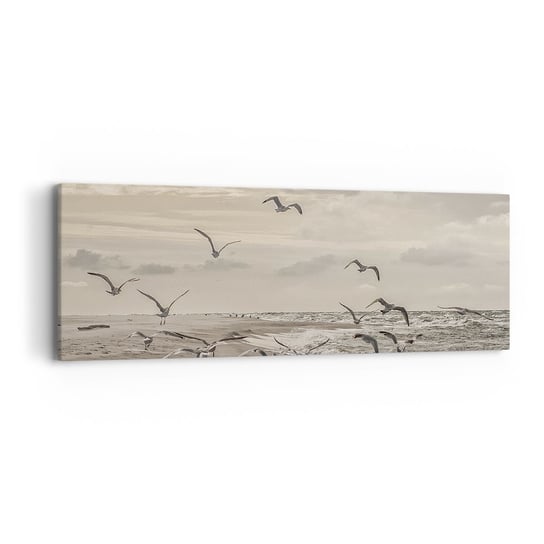 Obraz na płótnie - Morza szum, ptaków śpiew - 90x30cm - Krajobraz Morski Wybrzeże Morze - Nowoczesny Canvas obraz do salonu do sypialni ARTTOR ARTTOR