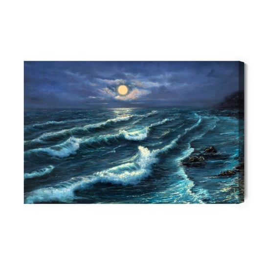 Obraz Na Płótnie Morze Fale I Księżyc 100x70 Inna marka