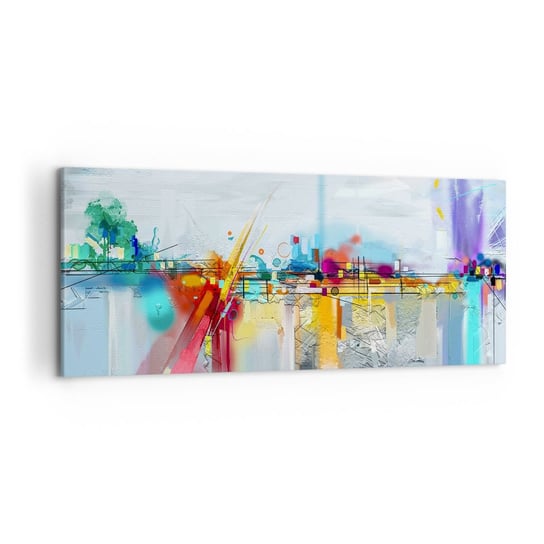 Obraz na płótnie - Most radości nad rzeką życia - 120x50cm - Abstrakcja Sztuka Surrealizm - Nowoczesny obraz na ścianę do salonu do sypialni ARTTOR ARTTOR
