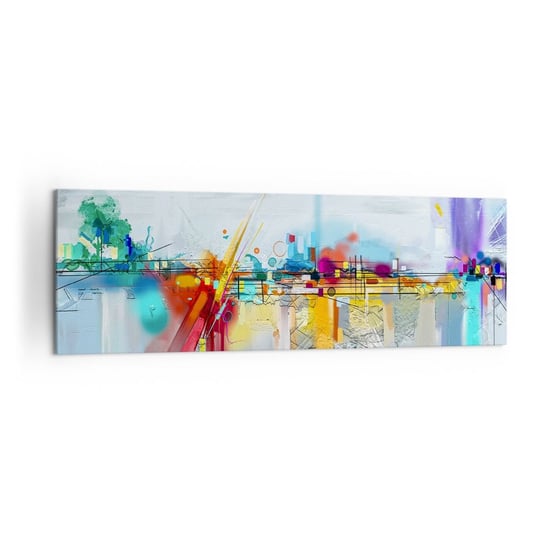 Obraz na płótnie - Most radości nad rzeką życia - 160x50cm - Abstrakcja Sztuka Surrealizm - Nowoczesny foto obraz w ramie do salonu do sypialni ARTTOR ARTTOR