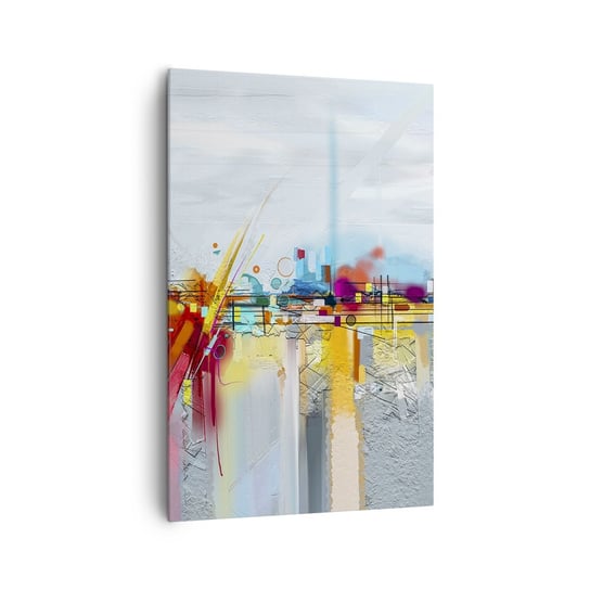 Obraz na płótnie - Most radości nad rzeką życia - 80x120cm - Abstrakcja Sztuka Surrealizm - Nowoczesny obraz na ścianę do salonu do sypialni ARTTOR ARTTOR
