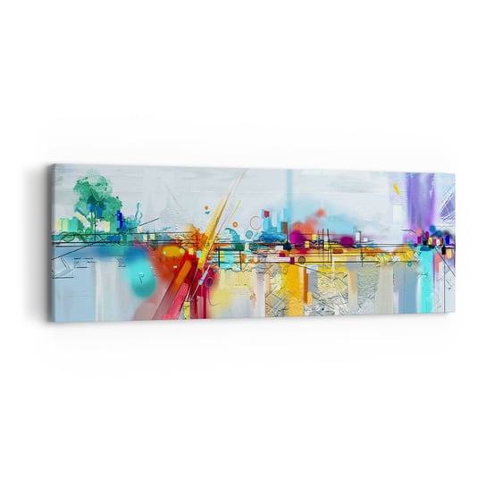 Obraz na płótnie - Most radości nad rzeką życia - 90x30cm - Abstrakcja Sztuka Surrealizm - Nowoczesny Canvas obraz do salonu do sypialni ARTTOR ARTTOR