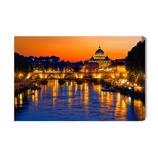 Obraz Na Płótnie Most Św. Anioła W Rzymie O Wieczornej Porze 100x70 Inna marka