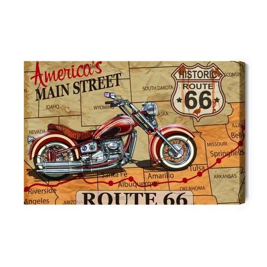 Obraz Na Płótnie Motocykl Na Mapie Usa W Stylu Vintage 100x70 Inna marka