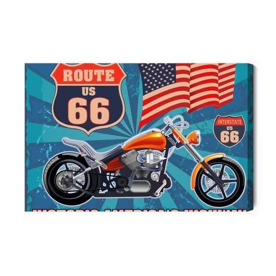 Obraz Na Płótnie Motocykl Z Amerykańską Flagą W Stylu Vintage 100x70 NC Inna marka