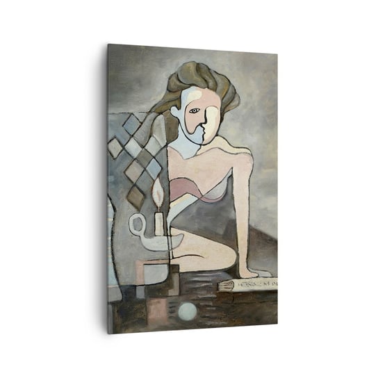 Obraz na płótnie - Mozaika ducha i materii - 80x120cm - Abstrakcja Kubizm Ludzie - Nowoczesny obraz na ścianę do salonu do sypialni ARTTOR ARTTOR