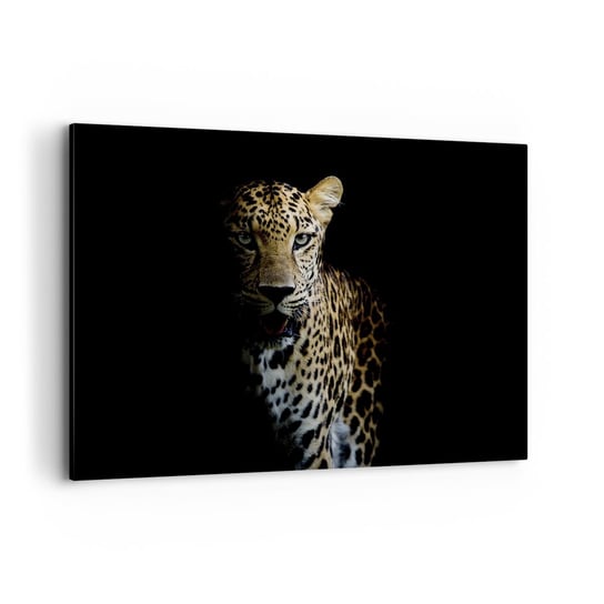 Obraz na płótnie - Mroczne piękno - 100x70cm - Zwierzęta Lampart Dziki Kot - Nowoczesny foto obraz w ramie do salonu do sypialni ARTTOR ARTTOR