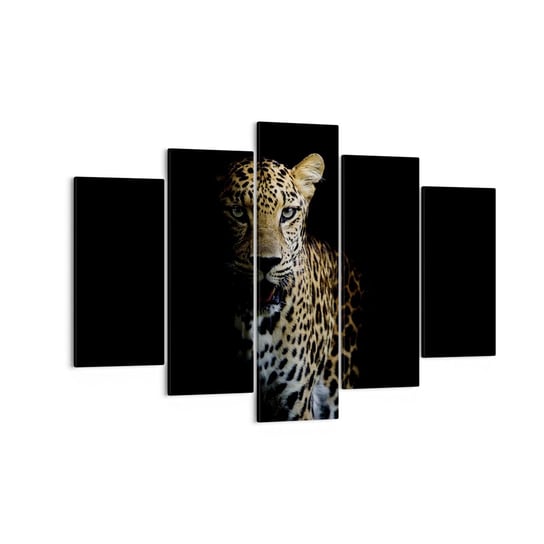 Obraz na płótnie - Mroczne piękno - 150x100 cm - Obraz nowoczesny - Zwierzęta, Lampart, Dziki Kot, Afryka, Drapieżnik - EA150x100-4585 ARTTOR