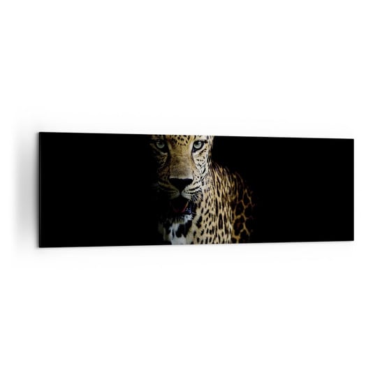 Obraz na płótnie - Mroczne piękno - 160x50cm - Zwierzęta Lampart Dziki Kot - Nowoczesny foto obraz w ramie do salonu do sypialni ARTTOR ARTTOR