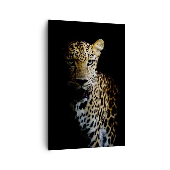 Obraz na płótnie - Mroczne piękno - 80x120cm - Zwierzęta Lampart Dziki Kot - Nowoczesny obraz na ścianę do salonu do sypialni ARTTOR ARTTOR