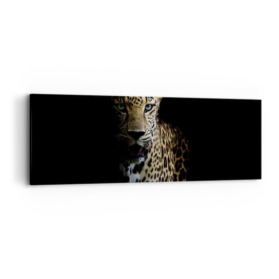 Obraz na płótnie - Mroczne piękno - 90x30cm - Zwierzęta Lampart Dziki Kot - Nowoczesny Canvas obraz do salonu do sypialni ARTTOR ARTTOR