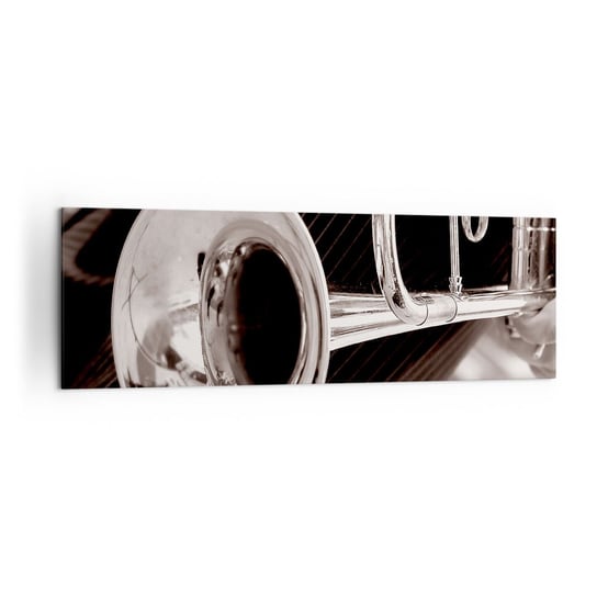 Obraz na płótnie - Muzyczna podróż do lat 30. - 160x50cm - Muzyka Trąbka Instrument Muzyczny - Nowoczesny foto obraz w ramie do salonu do sypialni ARTTOR ARTTOR