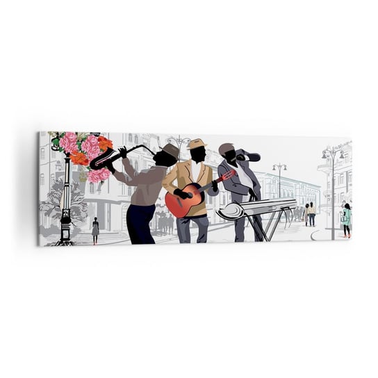 Obraz na płótnie - Muzyka ulicy - 160x50cm - Muzyka Gitara Zespół Muzyczny - Nowoczesny foto obraz w ramie do salonu do sypialni ARTTOR ARTTOR