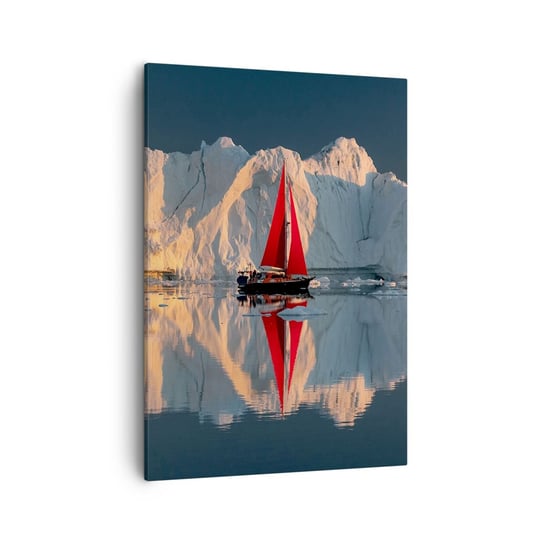 Obraz na płótnie - Na krańcu świata - 50x70cm - Lodowiec Krajobraz Grenlandia - Nowoczesny Canvas obraz do salonu do sypialni ARTTOR ARTTOR