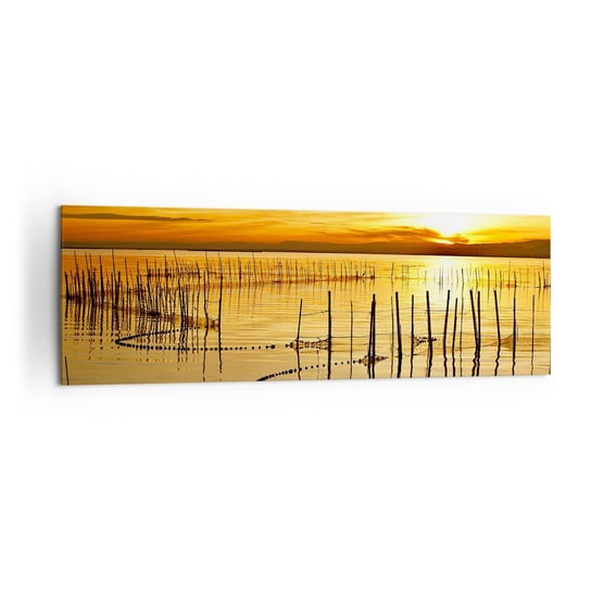 Obraz na płótnie - Na łowisku - 160x50cm - Krajobraz Jezioro Sieć Rybacka - Nowoczesny foto obraz w ramie do salonu do sypialni ARTTOR ARTTOR