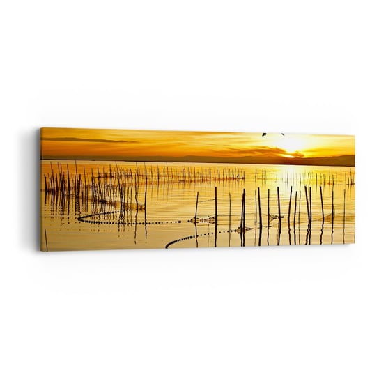 Obraz na płótnie - Na łowisku - 90x30cm - Krajobraz Jezioro Sieć Rybacka - Nowoczesny Canvas obraz do salonu do sypialni ARTTOR ARTTOR