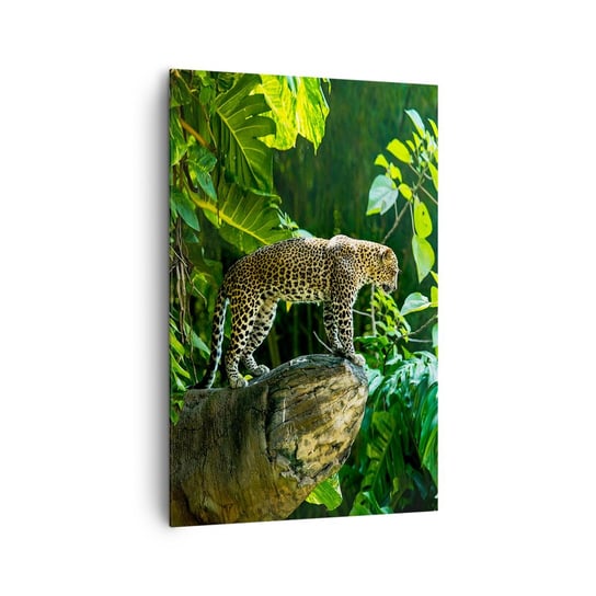 Obraz na płótnie - Na łowy? - 80x120cm - Dżungla Lampart Tropiki - Nowoczesny obraz na ścianę do salonu do sypialni ARTTOR ARTTOR
