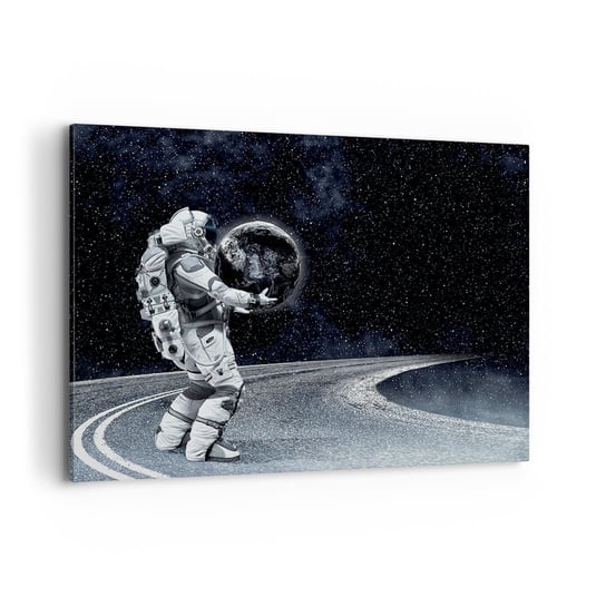 Obraz na płótnie - Na Mlecznej Drodze - 100x70cm - Kosmos Astronauta Fantasy - Nowoczesny foto obraz w ramie do salonu do sypialni ARTTOR ARTTOR