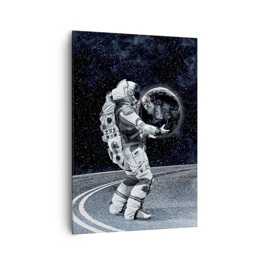 Obraz na płótnie - Na Mlecznej Drodze - 70x100cm - Kosmos Astronauta Fantasy - Nowoczesny foto obraz w ramie do salonu do sypialni ARTTOR ARTTOR