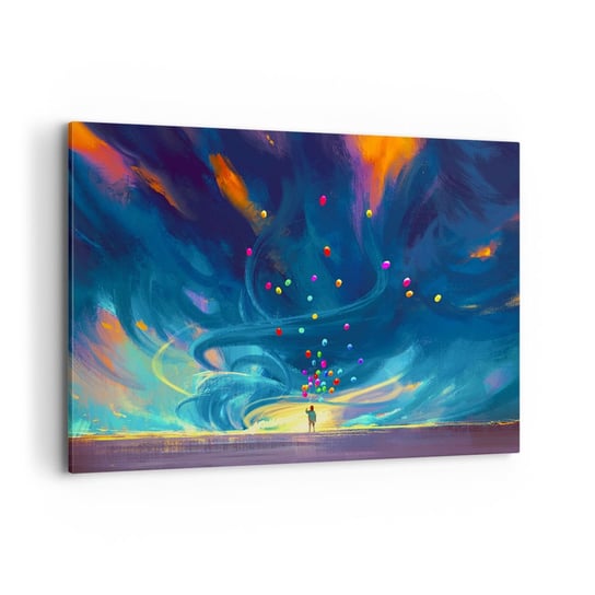 Obraz na płótnie - Na niebieski wiatr - 120x80cm - Dla Dzieci Kolorowe Balony Abstrakcja - Nowoczesny obraz na ścianę do salonu do sypialni ARTTOR ARTTOR