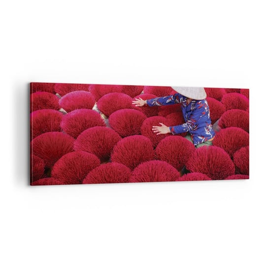 Obraz na płótnie - Na ryżowym polu - 100x40cm - Krajobraz Wietnam Kwiaty - Nowoczesny foto obraz w ramie do salonu do sypialni ARTTOR ARTTOR
