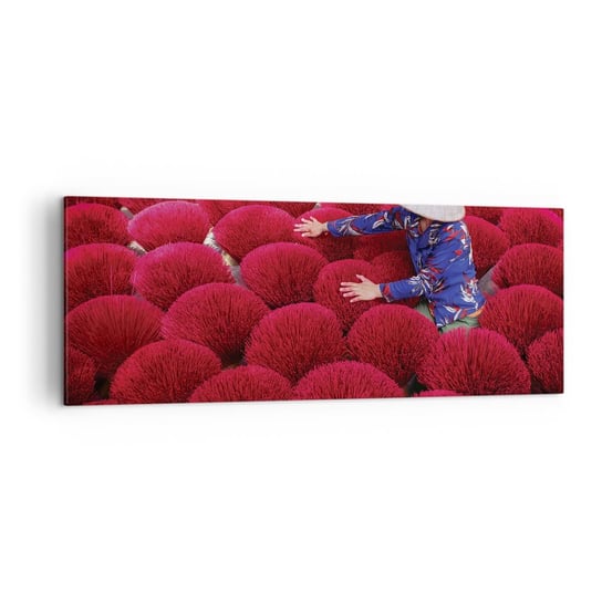 Obraz na płótnie - Na ryżowym polu - 140x50cm - Krajobraz Wietnam Kwiaty - Nowoczesny Canvas obraz do salonu do sypialni ARTTOR ARTTOR